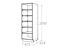 675x2050mm Tall Cabinet with Open Shelves