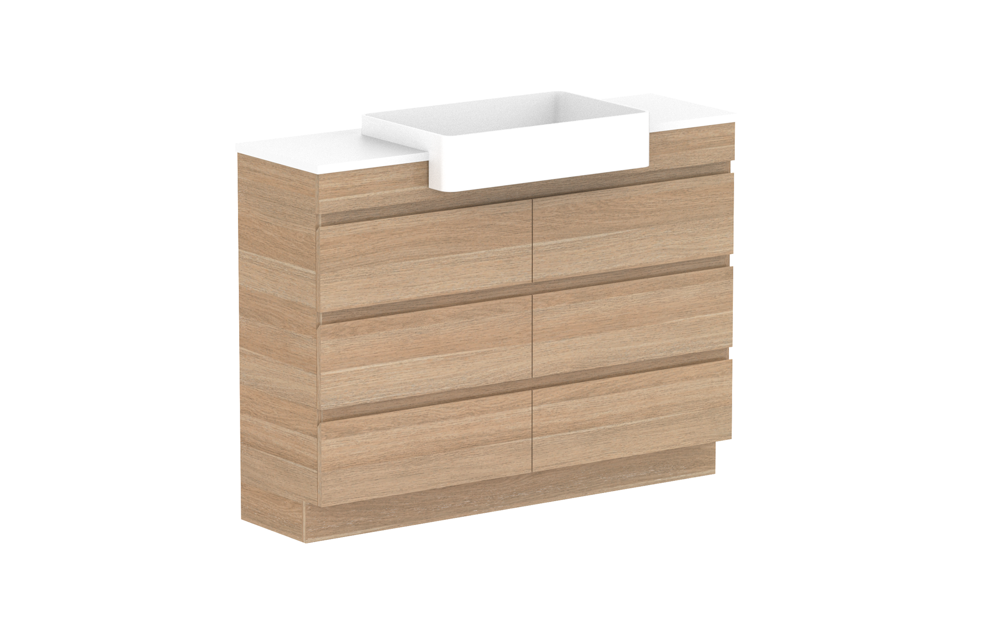 Glacier SemiRecessed, AllDrawer, 1200 Trio, Floor Mount Vanity