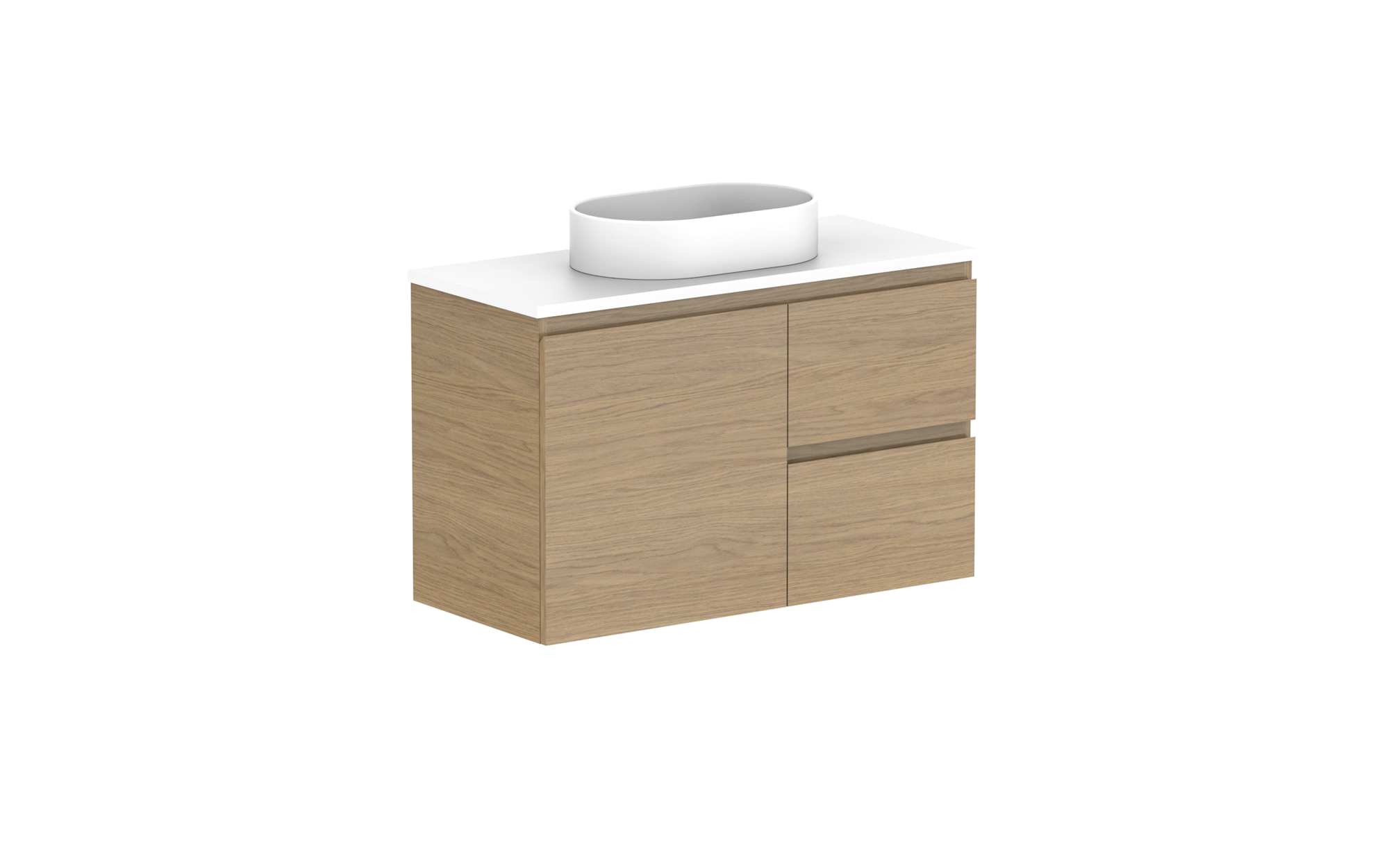 Glacier Ensuite Door & Drawer, 900 Twin, Wall Hung