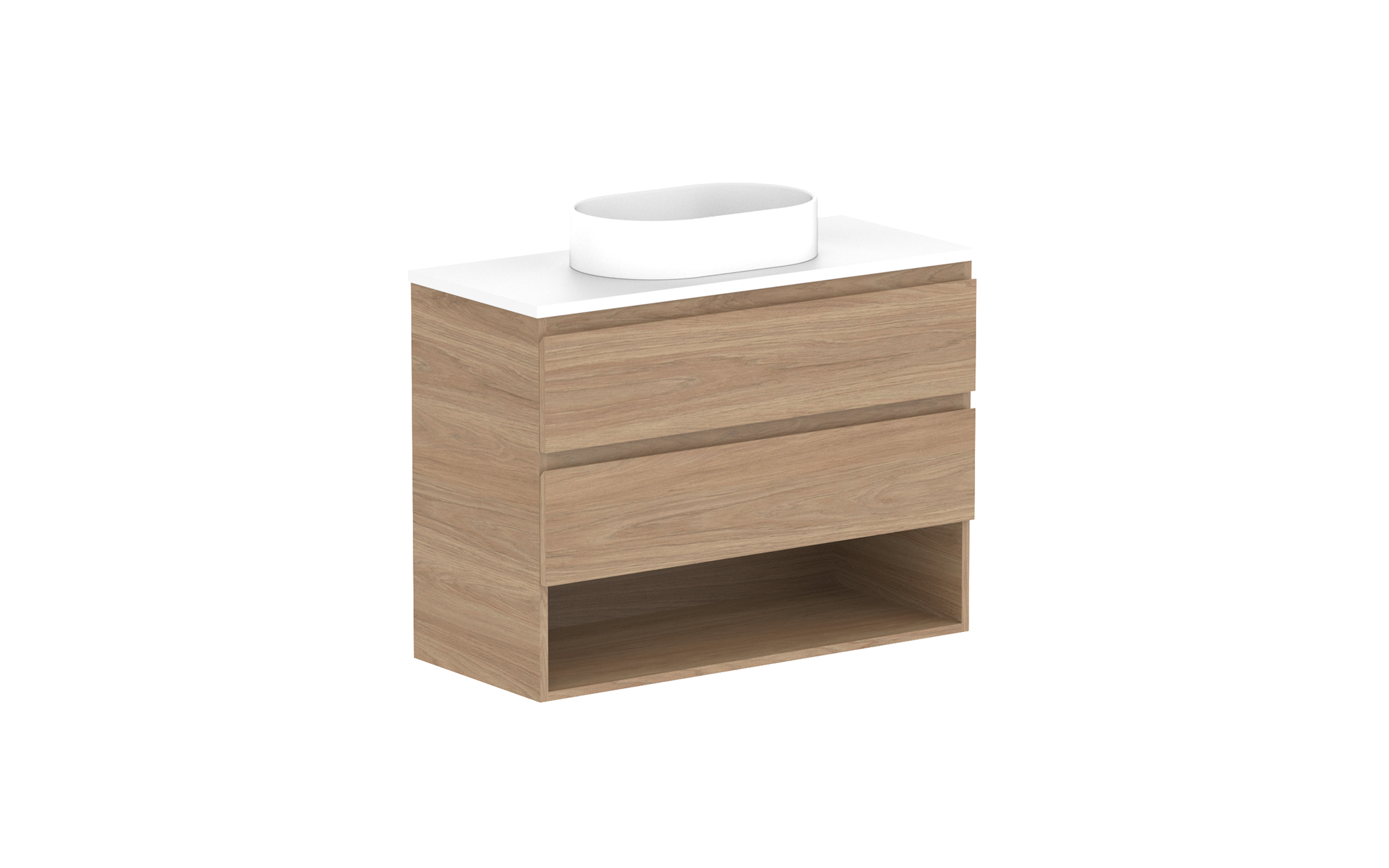 Glacier Ensuite Shelf, 900 Twin, Wall Hung