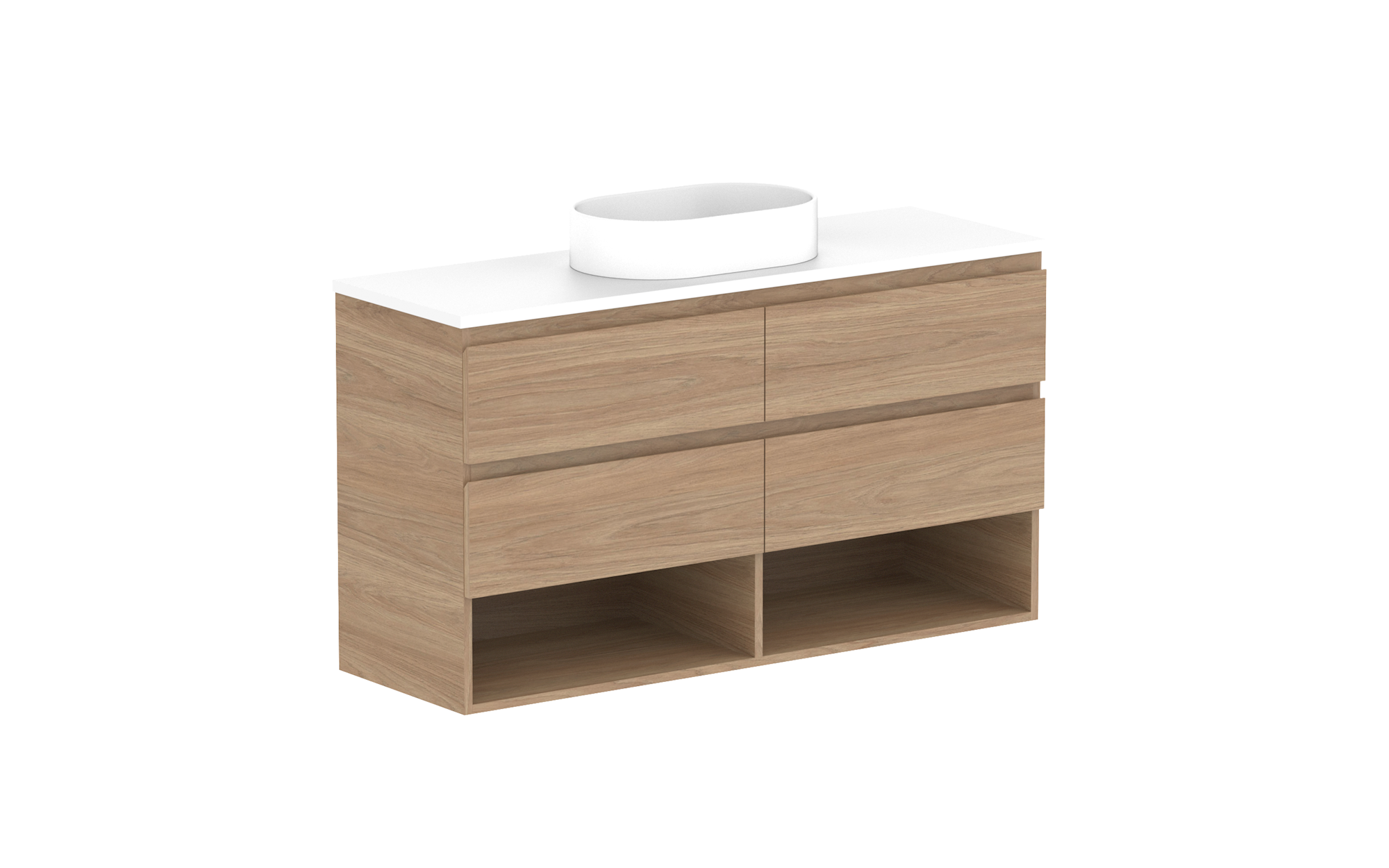 Glacier Ensuite Shelf, 1200 Twin, Wall Hung