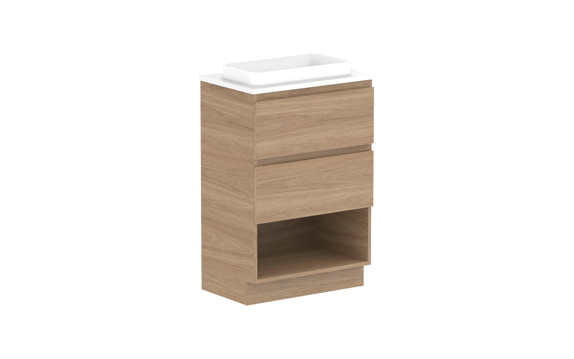 Glacier Ensuite Shelf, 600 Trio, Floor Mount