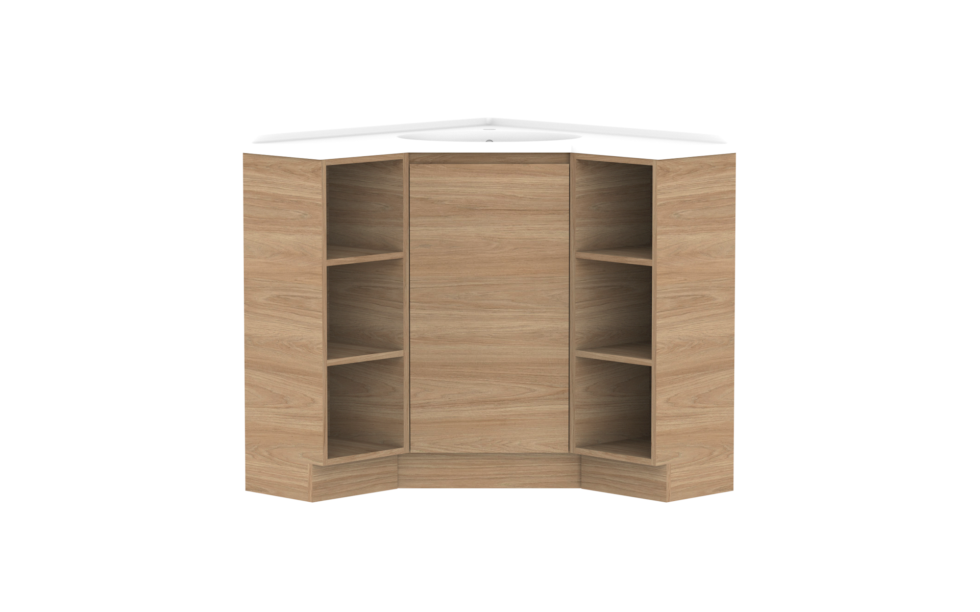 Glacier Corner Vanity, 900x900 Open Shelf Architectural Designer