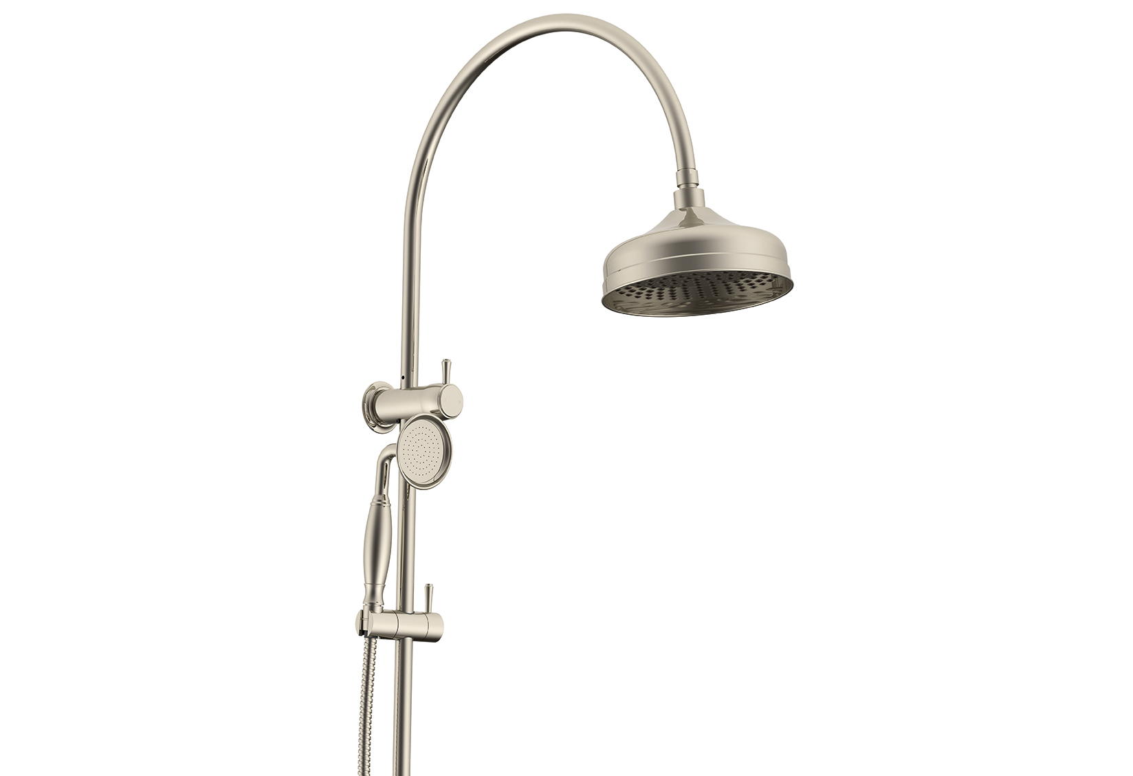 Eternal Gooseneck Twin Shower Set Brushed Nickel